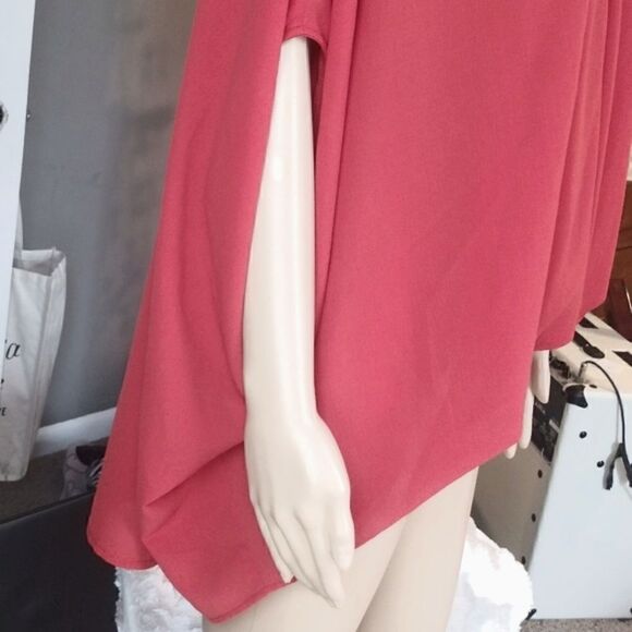 Ivy Jane Women's Size M/L Solid Primary Red Dressy Neck Tie Blouse Top - Picture 7 of 10